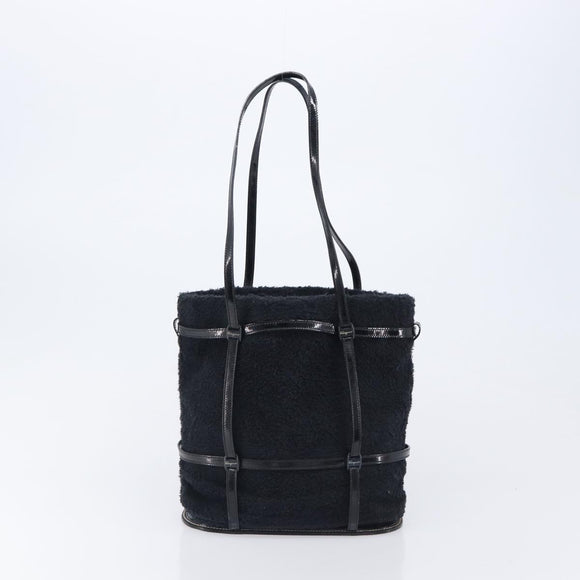 Salvatore Ferragamo Hand Bag Leather Pile 2 Set Black Auth 202497
