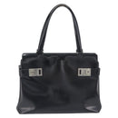 Salvatore Ferragamo Hand Bag Leather Pile 2 Set Black Auth 202497-2