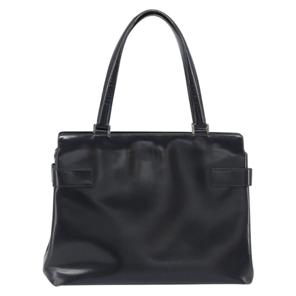 Salvatore Ferragamo Hand Bag Leather Pile 2 Set Black Auth 202497