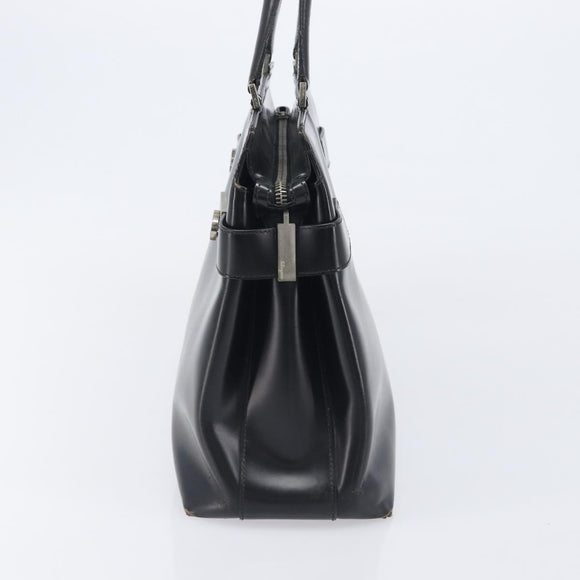 Salvatore Ferragamo Hand Bag Leather Pile 2 Set Black Auth 202497