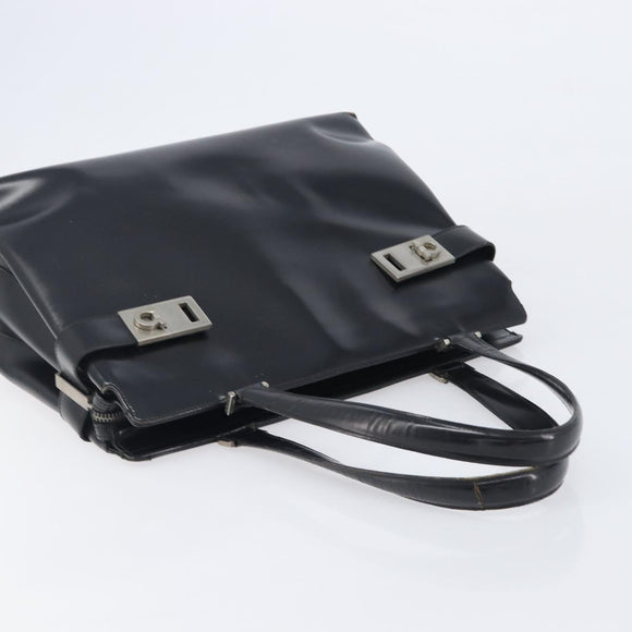 Salvatore Ferragamo Hand Bag Leather Pile 2 Set Black Auth 202497