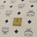 MCM Vicetos Logogram Chain Tote Bag PVC Leather White Gold Auth 202498-12