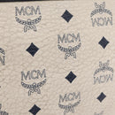 MCM Vicetos Logogram Chain Tote Bag PVC Leather White Gold Auth 202498-3