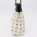 MCM Vicetos Logogram Chain Tote Bag PVC Leather White Gold Auth 202498-4