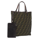 FENDI Zucca Canvas Hand Bag Black Brown Auth 202501-1