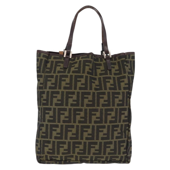 FENDI Zucca Canvas Hand Bag Black Brown Auth 202501
