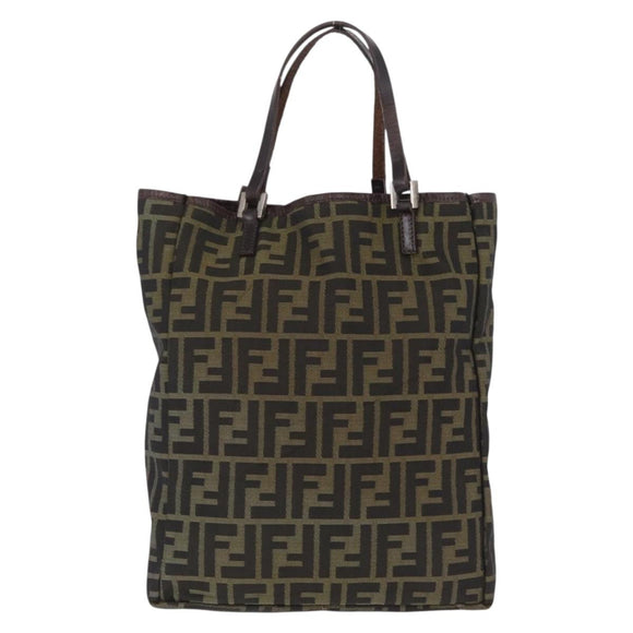 FENDI Zucca Canvas Hand Bag Black Brown Auth 202501