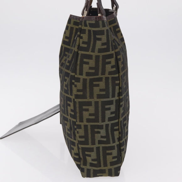 FENDI Zucca Canvas Hand Bag Black Brown Auth 202501