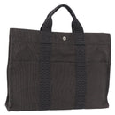 HERMES Her Line MM Hand Bag Canvas Gray Silver Auth 202502A-1