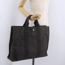 HERMES Her Line MM Hand Bag Canvas Gray Silver Auth 202502A-23