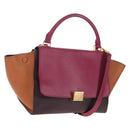 CELINE Trapeze Hand Bag Leather 2way Bordeaux Gold Auth 202503A-1