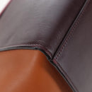 CELINE Trapeze Hand Bag Leather 2way Bordeaux Gold Auth 202503A-19