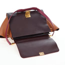 CELINE Trapeze Hand Bag Leather 2way Bordeaux Gold Auth 202503A-9