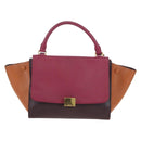 CELINE Trapeze Hand Bag Leather 2way Bordeaux Gold Auth 202503A-13