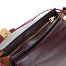 CELINE Trapeze Hand Bag Leather 2way Bordeaux Gold Auth 202503A-24
