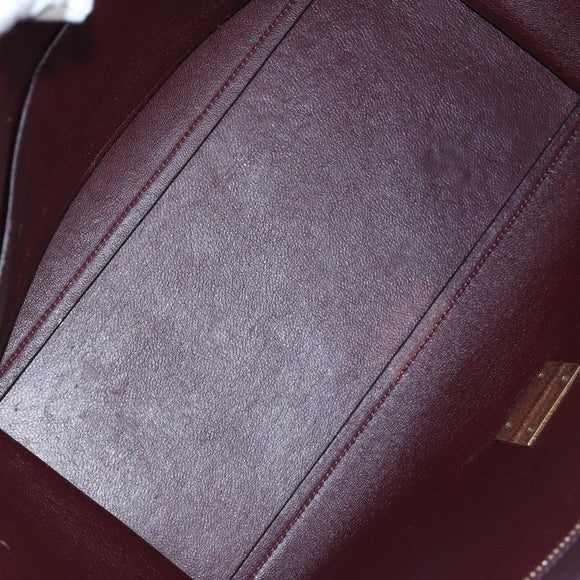 CELINE Trapeze Hand Bag Leather 2way Bordeaux Gold Auth 202503A