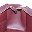 CELINE Trapeze Hand Bag Leather 2way Bordeaux Gold Auth 202503A-27