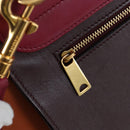 CELINE Trapeze Hand Bag Leather 2way Bordeaux Gold Auth 202503A-31