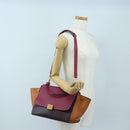 CELINE Trapeze Hand Bag Leather 2way Bordeaux Gold Auth 202503A-33