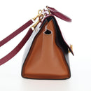 CELINE Trapeze Hand Bag Leather 2way Bordeaux Gold Auth 202503A-3