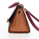 CELINE Trapeze Hand Bag Leather 2way Bordeaux Gold Auth 202503A-4