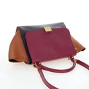 CELINE Trapeze Hand Bag Leather 2way Bordeaux Gold Auth 202503A-6
