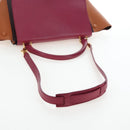 CELINE Trapeze Hand Bag Leather 2way Bordeaux Gold Auth 202503A-8