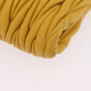 Miu Miu Matelasse Shoulder Bag Leather 2way Yellow Gold Auth 202504A-16