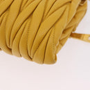 Miu Miu Matelasse Shoulder Bag Leather 2way Yellow Gold Auth 202504A-18