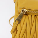 Miu Miu Matelasse Shoulder Bag Leather 2way Yellow Gold Auth 202504A-19