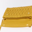 Miu Miu Matelasse Shoulder Bag Leather 2way Yellow Gold Auth 202504A-21