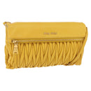 Miu Miu Matelasse Shoulder Bag Leather 2way Yellow Gold Auth 202504A-1