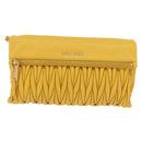 Miu Miu Matelasse Shoulder Bag Leather 2way Yellow Gold Auth 202504A-13