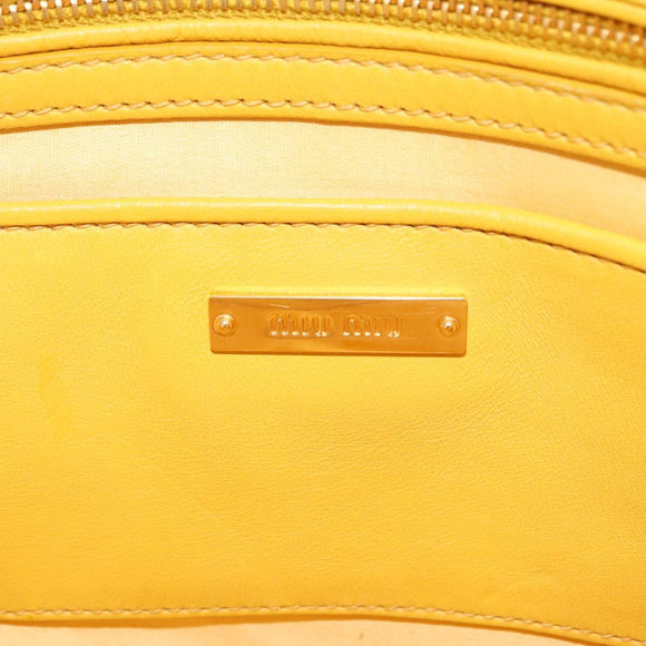 Miu Miu Matelasse Shoulder Bag Leather 2way Yellow Gold Auth 202504A