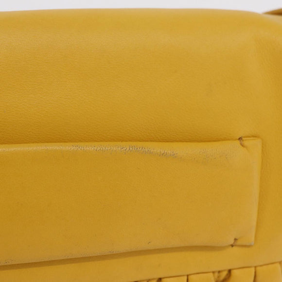 Miu Miu Matelasse Shoulder Bag Leather 2way Yellow Gold Auth 202504A
