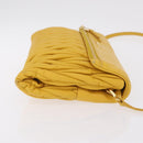 Miu Miu Matelasse Shoulder Bag Leather 2way Yellow Gold Auth 202504A-4