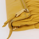 Miu Miu Matelasse Shoulder Bag Leather 2way Yellow Gold Auth 202504A-6