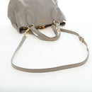 Miu Miu Hand Bag Leather 2way Beige Gold Auth 202505A-9