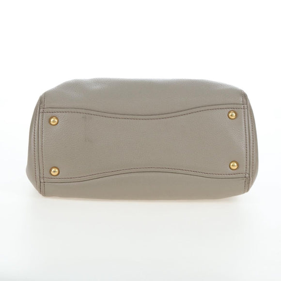 Miu Miu Hand Bag Leather 2way Beige Gold Auth 202505A