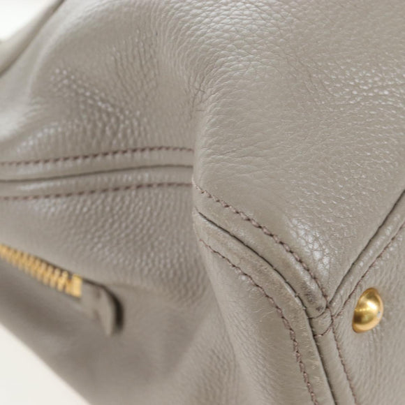 Miu Miu Hand Bag Leather 2way Beige Gold Auth 202505A