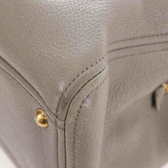 Miu Miu Hand Bag Leather 2way Beige Gold Auth 202505A