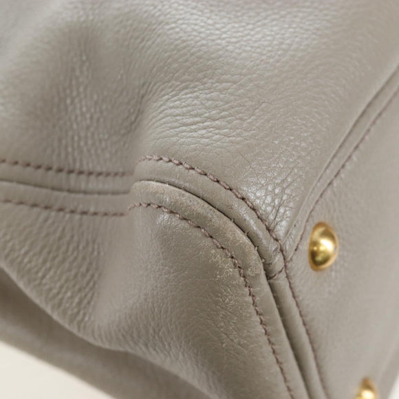 Miu Miu Hand Bag Leather 2way Beige Gold Auth 202505A