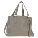 Miu Miu Hand Bag Leather 2way Beige Gold Auth 202505A-1