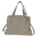 Miu Miu Hand Bag Leather 2way Beige Gold Auth 202505A-13