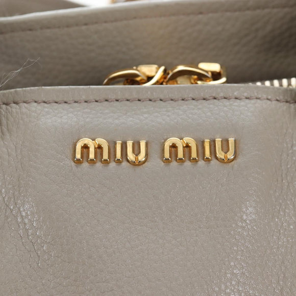Miu Miu Hand Bag Leather 2way Beige Gold Auth 202505A