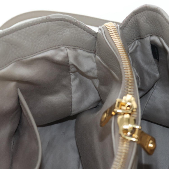 Miu Miu Hand Bag Leather 2way Beige Gold Auth 202505A