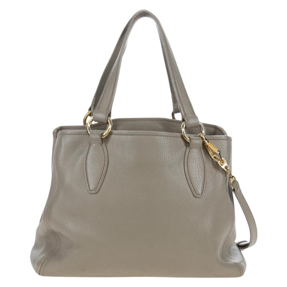 Miu Miu Hand Bag Leather 2way Beige Gold Auth 202505A