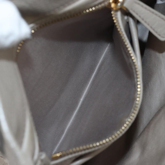 Miu Miu Hand Bag Leather 2way Beige Gold Auth 202505A