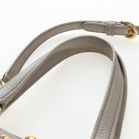 Miu Miu Hand Bag Leather 2way Beige Gold Auth 202505A