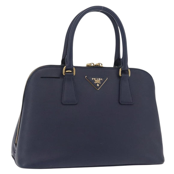 PRADA Hand Bag Safiano leather Navy Gold Auth 202507A
